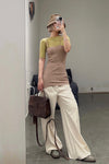 BASERANGE Ribbed Cotton Needle Tank Top TONI and TOTV Collection Made in Portugal TOTV-RC-AU23-TSM Dehydrated Beige TONI